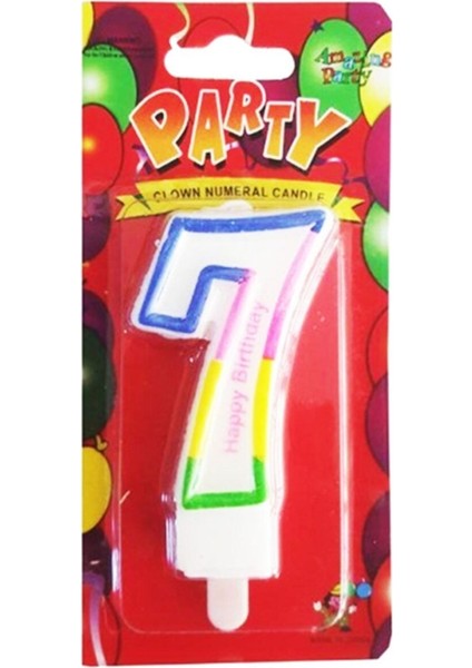Renkli 7 Yaş Rakam Mum, Doğum Günü Partisi Pasta Süsü