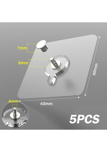 5'li Güçlü Çerçeve Askısı, Yapışkanlı, Vidalı, Delgisiz, Raf Tutucu (Bej)
