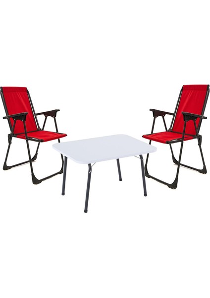 45X60 Katlanır Masa + 2 Adet Kamp Sandalyesi, Çift Dikişli 120 kg Kapasiteli-2kır-Bey