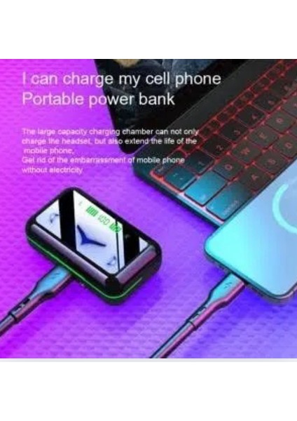 E10 MiPods Rgb Işıklı Gaming Bluetooth Kulaklık - Powerbank Özellikli Kutu ile indirimleri
