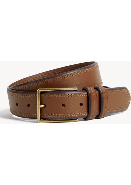 Dikiş Detaylı Deri Kemer