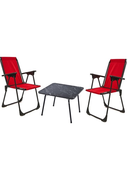 45X60 Katlanır Masa + 2 Adet Kamp Sandalyesi, Çift Dikişli 120 kg Kapasiteli-2kır-Mer