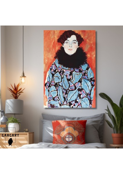Tekli Dikey Kanvas Tablo Ünlü Eserler Klimt Johanna Staude\'in Portresi