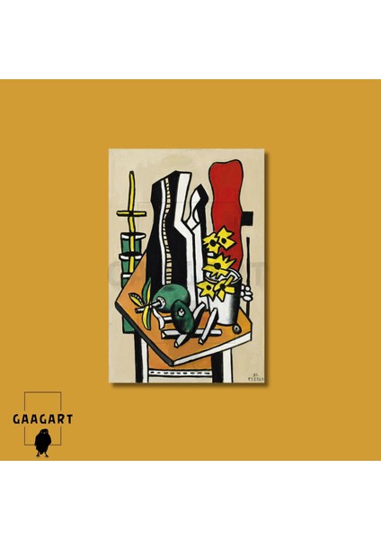 Tekli Dikey Kanvas Tablo Ünlü Eserler Fernand Leger Fruits Fleurs Jaunes modelleri