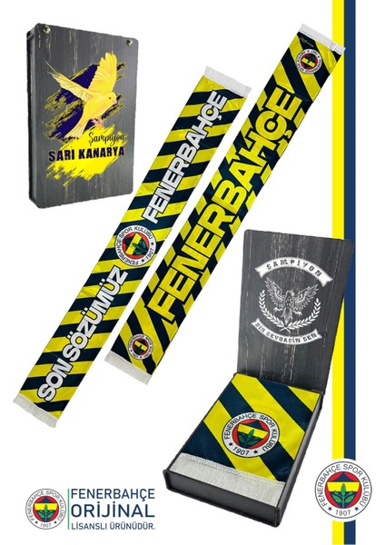 Orijinal Lisanslı Son Sözümüz Fenerbahçe Şal Atkı Kanarya Baskılı Ahşap Kutulu