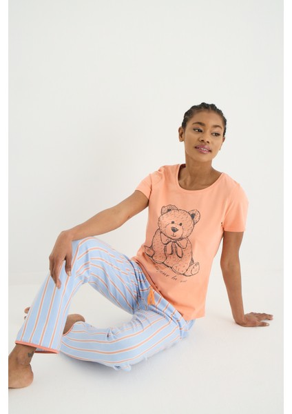 Agatha Örme Kısa Kol Tshirt Pantalon Set modelleri