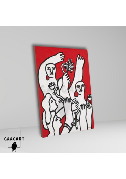 Tekli Dikey Kanvas Tablo Ünlü Eserler Fernand Leger La Joie Fond Rouge fiyatları