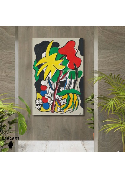 Tekli Dikey Kanvas Tablo Ünlü Eserler Fernand Leger Aux Dominos