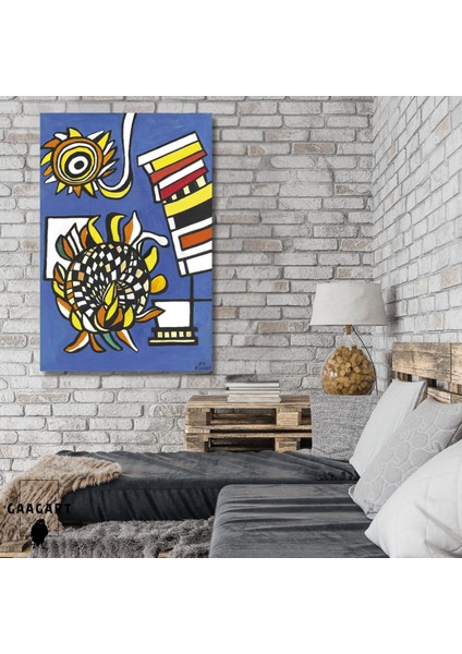 Tekli Dikey Kanvas Tablo Ünlü Eserler Fernand Leger Deux Tournesols Bleu