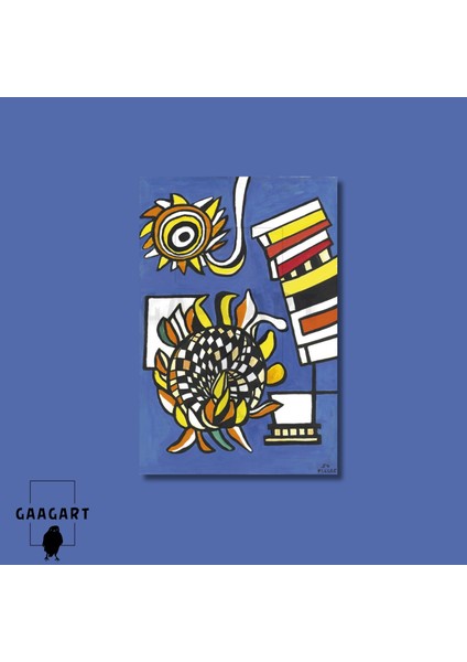 Tekli Dikey Kanvas Tablo Ünlü Eserler Fernand Leger Deux Tournesols Bleu modelleri