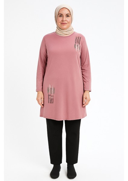Nakış Detaylı Pudra Renk Tunik