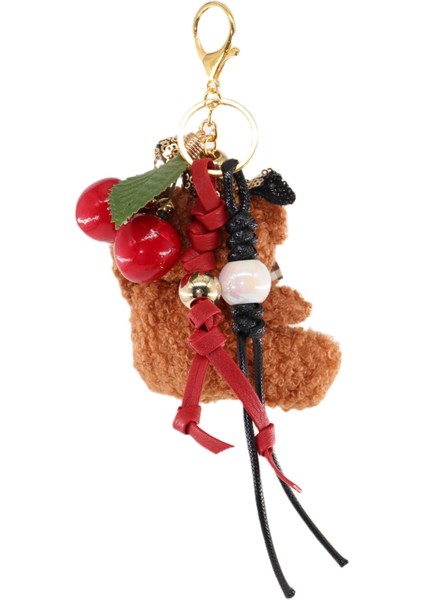 Anahtarlık Çanta Charm. Ayna Süsü.çanta Aksesuarı.anahtarlık Peluş Ayıcık Örme Ip Kiraz Çanta Charmı fırsatları