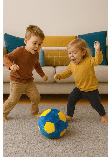 Çocuklar Için Dolgulu Sarı Lacivert Futbol Topu Peluş Yastık fiyatları