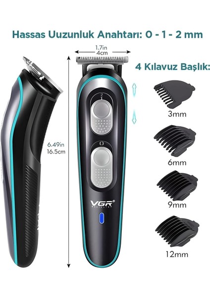 Su Geçirmez Şarjlı Profesyonel Tıraş Makinesi Siyah indirimleri