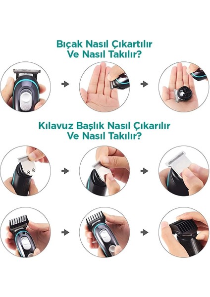 Su Geçirmez Şarjlı Profesyonel Tıraş Makinesi Siyah