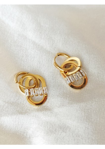 Ladybirdbujiteri Dikdörtgen Zirkon Taşlı Iç Içe Geçmeli Oval Çelik Küpe modelleri