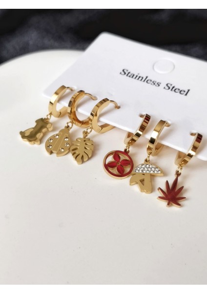 Ladybirdbujiteri Doğa Serisi 6'lı Çelik Küpe Seti fiyatları