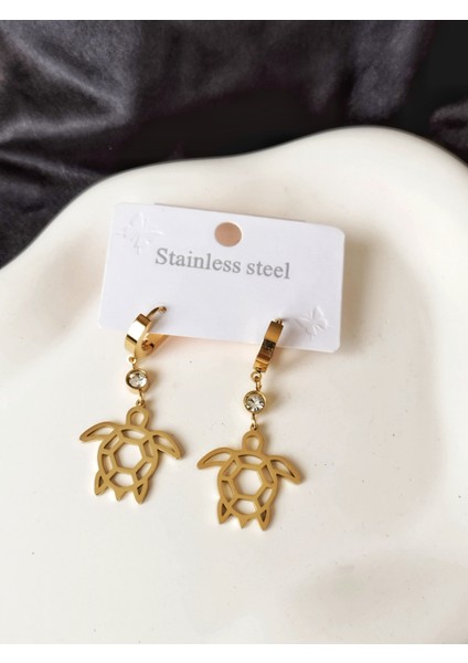 Ladybirdbujiteri Minimal Kaplumbapa Figürlü Sallantılı Çelik Küpe fiyatları