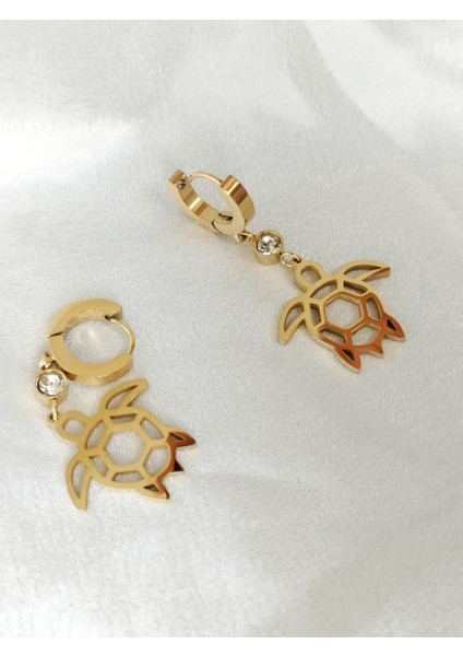 Ladybirdbujiteri Minimal Kaplumbapa Figürlü Sallantılı Çelik Küpe modelleri