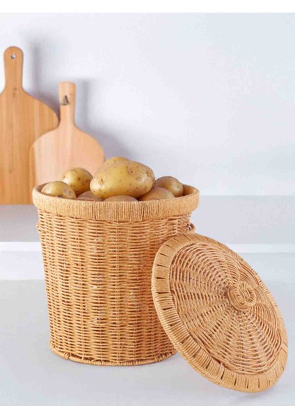 3'lü Hasır Kapaklı Patates Soğan Sepeti Seti Çok Amaçlı Mutfak Sepeti fiyatları