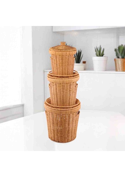 3'lü Hasır Kapaklı Patates Soğan Sepeti Seti Çok Amaçlı Mutfak Sepeti fırsatları