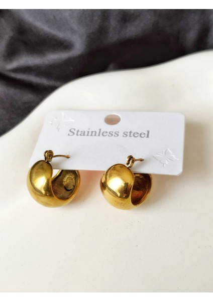 Ladybirdbujiteri Orta Boy Bombeli Halka Çelik Küpe