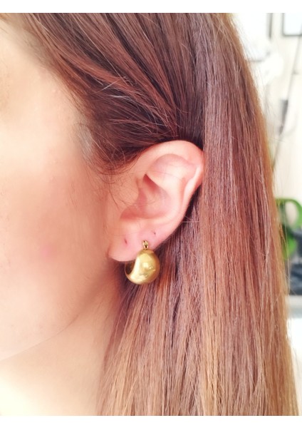 Ladybirdbujiteri Orta Boy Bombeli Halka Çelik Küpe