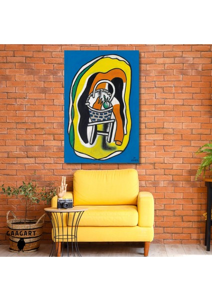 Tekli Dikey Kanvas Tablo Ünlü Eserler Fernand Leger Composition Au Panier