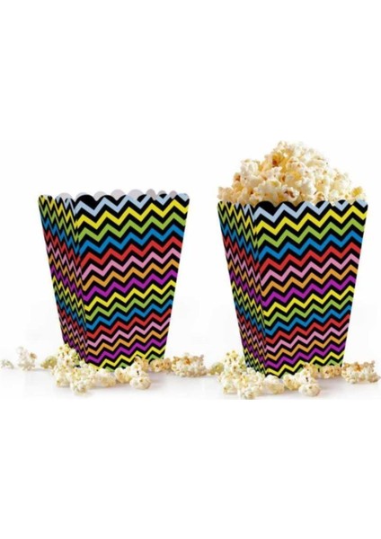 Renkli Zigzag Desenli Mısır Kutusu, 10 Adet, Şık ve Kullanışlı Tasarım
