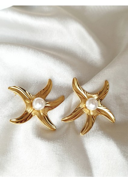 Ladybirdbujiteri Incili Deniz Yıldızı Model Çelik Küpe fiyatları