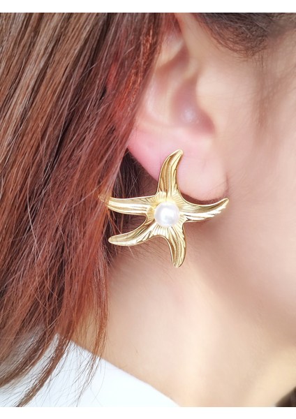 Ladybirdbujiteri Incili Deniz Yıldızı Model Çelik Küpe fırsatları