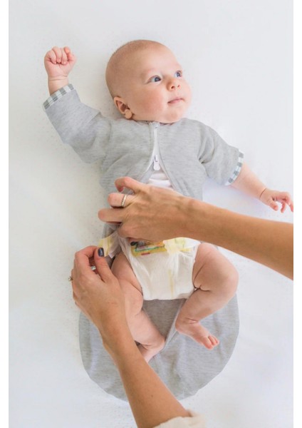 %100 Organik Pamuk Yumuşacık Dokulu Bebek Kundak - Eldiven Manşetli Fermuarlı Uyku Tulumu