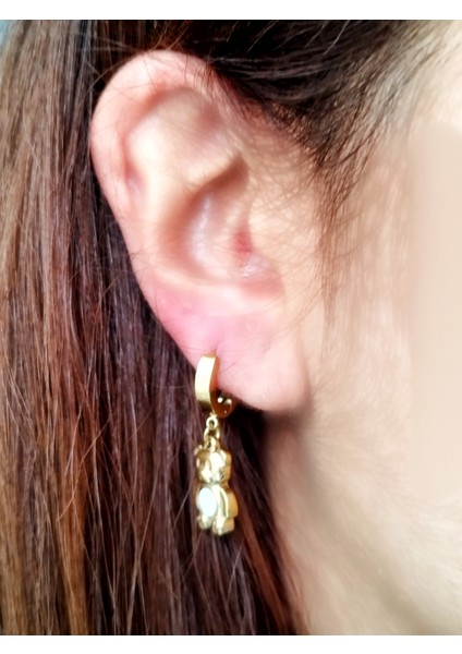 Ladybirdbujiteri Teddy Ayıcık Model Sallantılı Çelik Küpe modelleri