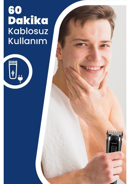 Civan GM-7184 Erkek Bakım Seti Şarjlı 60 dk Kuru Kullanım Paslanmaz Çelik Bıçak ve Çoklu Başlık indirimleri
