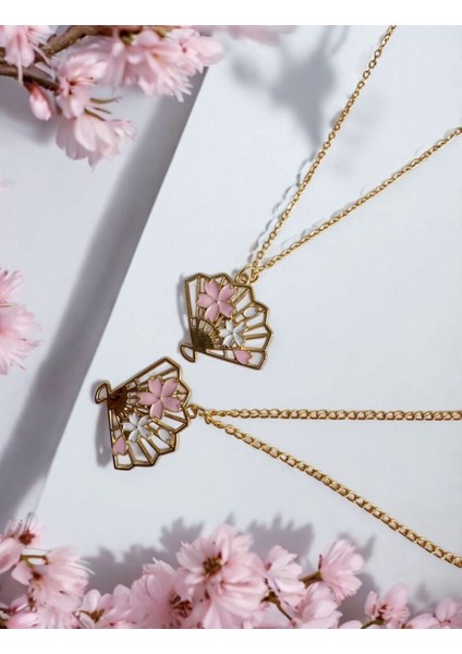 Sakura Kiraz Çiçeği Yelpaze Şans Çelik Kolye fiyatları