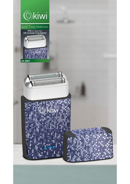 Paslanmaz Çift Çelik Bıçaklı Şarjlı Saç Tıraş Makinesi Mavi