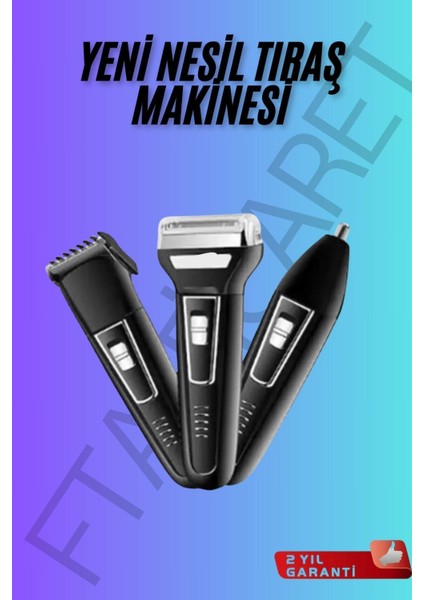 Çok Fonksiyonlu Saç Sakal Tıraş ve Burun Kılı Kesici Seti