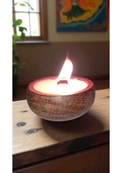 Sandal Kokulu Doğal Soya Wax Mum – Çıra Fitilli, Ahşap Kase (9x4 Cm) indirimleri