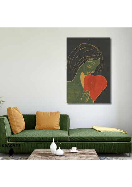 Tekli Dikey Kanvas Tablo Ünlü Eserler Edvard Munch-Das Herz