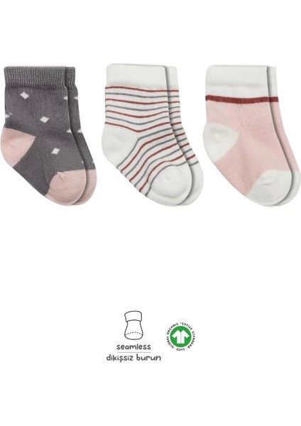 3'lü Penye Kız Soket Çorap BS10112 Gri