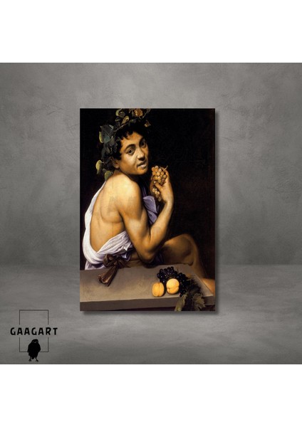 Tekli Dikey Kanvas Tablo Ünlü Eserler Caravaggio Genç Hasta Bacchus modelleri