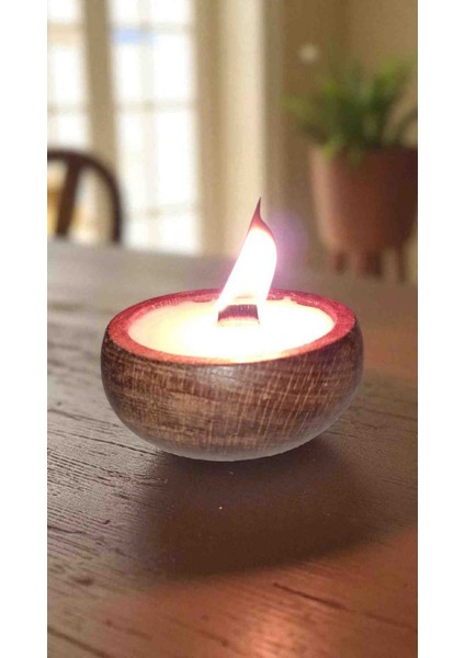 Yasemin Kokulu Doğal Soya Wax Mum – Çıra Fitilli, Ahşap Kase (9x4 Cm)
