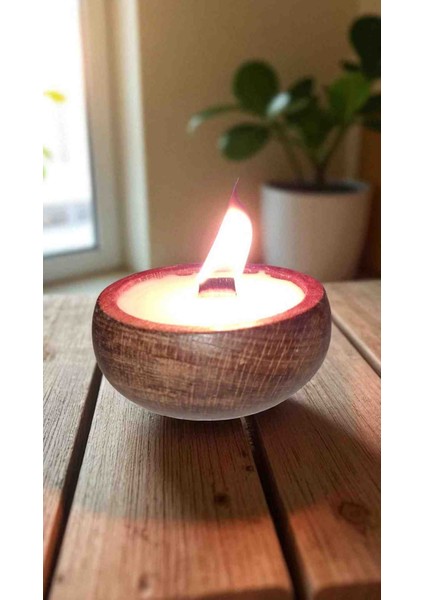 Yasemin Kokulu Doğal Soya Wax Mum – Çıra Fitilli, Ahşap Kase (9x4 Cm) modelleri