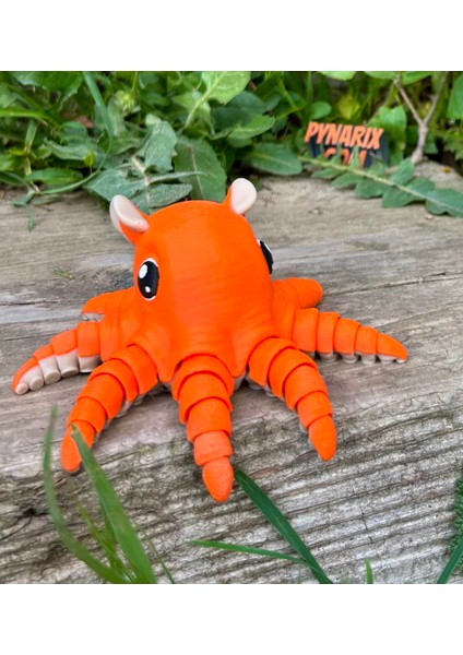 Ahtapot Oyuncak -🌊turuncu Kanatların Dansı: Yelpaze 🐙3d Hareketli Organik Vip Model- Orta Boy