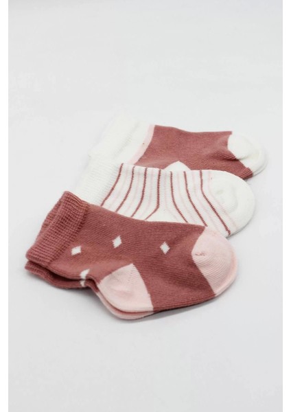 3'lü Penye Kız Soket Çorap BS10112 Pudra fırsatları