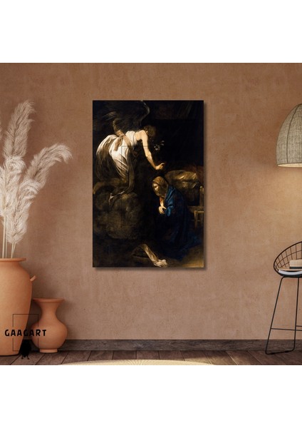 Tekli Dikey Kanvas Tablo Ünlü Eserler Caravaggio The Annunciation
