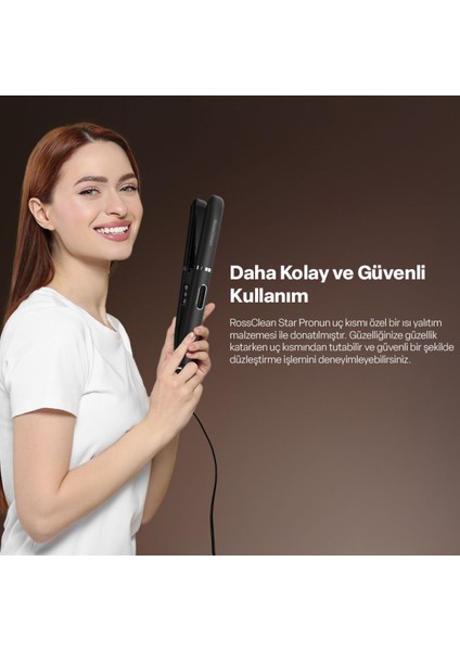 LED Ekranlı 2'li Saç Düzleştirici, Siyah, Garantili, Kullanışlı ve Şık Tasarım