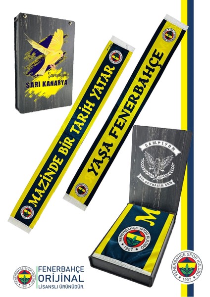 Orijinal Lisanslı Mazinde Bir Tarih Yatar Şal Atkı Kanarya Baskılı Ahşap Kutulu