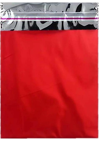 11X12 cm Kırmızı Renk Bantlı Lüks Metalize Hediyelik Poşet (50 Adet) modelleri