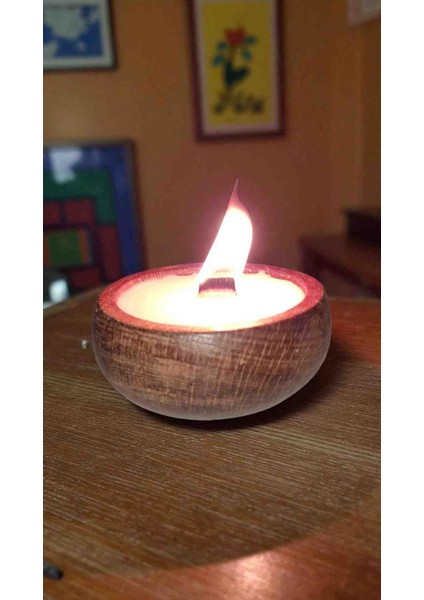 Vanilya Kokulu Doğal Soya Wax Mum – Çıra Fitilli, Ahşap Kase (9x4 Cm) fırsatları